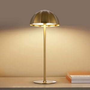Moddeny Gold Rechargeable Table Lamp Cordless, 4000mAh Battery Powered Table Lamps with 3 Colors Stepless Dimming for Living Room, Wireless Table Lights for Bedroom/ Desk/ Cafe/ Dining Room/ Terrace