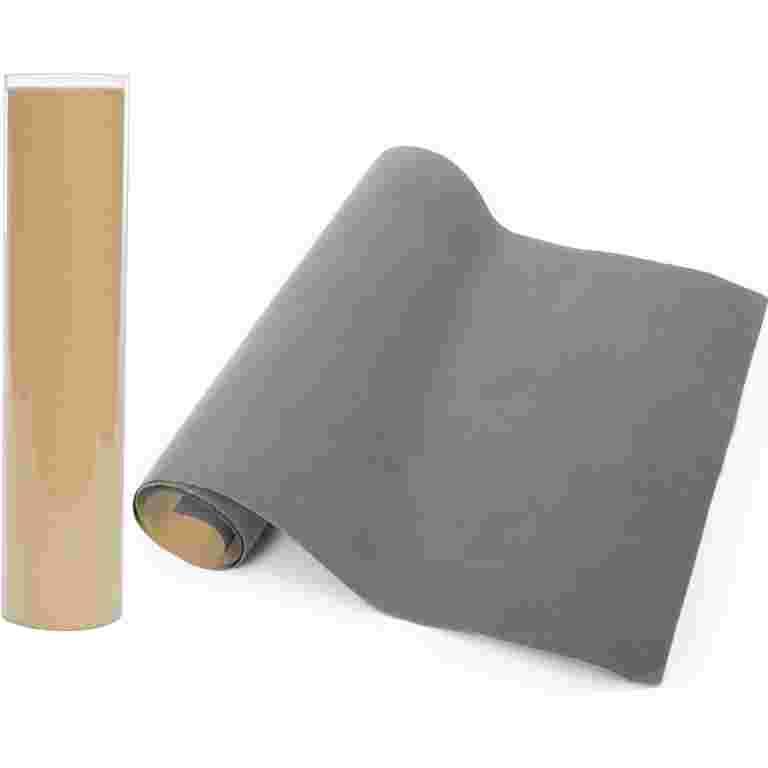 Self Adhesive Felt Fabric, Soft Velvet Drawer Liner, DIY Velvet Fabric for Art & Crafts, Jewelry Box Felt Liner, Solid Color Felt Wallpaper (17" x 130", Grey)