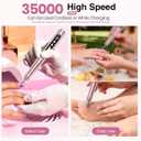 Cordless Nail Drill 35000RPM, Portable Electric Nail File for Acrylic Gel Nails, Professional Manicure Pedicure Kit, Rechargeable Pedicure Tools for feet with LCD Display, Low Noise Low Vibration