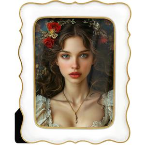 4x6 Vintage Picture Frame, Ornate Antique Photo Frames with with Glass Front, Elegant Picture Frame for for Wall or Tabletop Display, Gift ldeas for Home Decor (White Gold)