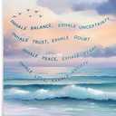 Dazzlewall Mental Health Wall Art Poster, Blue Beach Coastal Calming Poster Positive Inhale Exhale Therapy Office Wall Decor Print, 12x16 in Unframed