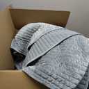 EVERGRACE Velvet Quilt Set King Size, Luxurious Soft Striped Channel Bedding Set, Lightweight Velvet Comforter for All Season, Oversized Bedspread Coverlet with 2 Matching Shams, Dusty Blue, King