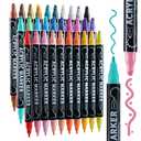 Nauets 24 Colors Dual Tip Acrylic Paint Markers, Dot & Fine Tip Acrylic Paint Pens for Rock, Wood, Fabric, Canvas, Glass, Paper, Ceramic, Scrapbook, Egg, DIY Crafts Supplies-Photo Album Supplies