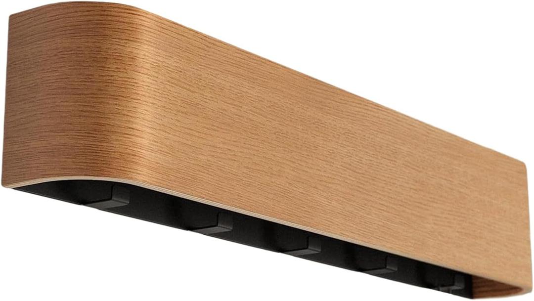 Wall Mounted Coat Rack - Wall Coat Hanger Rack, Folding Hook Organizer, No-Drill Wooden Hanger | Convenient Storage for Household Bags Keys Hats Scarves Gloves Purses Jackets Home Entryway (Log color)