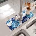 Kitchen Sink Splash Guard Faucet Mat -1 PC Super Absorbent Fast Drying Mat Sink Gadgets-Splash Guard Behind Faucet Drip Catcher for Kitchen, Bathroom,Sink Mat, Dish Drying Mat, Bathroom(15" X 5.5" ) (Petals)