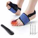 Broken Big Toe Splint Brace for Women Men, Big Toe Splint for Broken Toe with 3 Stainless Steel Plates, Adjustable Broken Toe Brace, Turf Toe Support, Detachable Heel Strap Buckle, Shoehorn Included, Blue Left