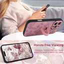 for iPhone 16 Pro Case with Finger Strap Holder, Cute Cool Butterfly Print Pattern Design for Women Girls, Shockproof Anti Scratch Hand Kickstand Protective Cover, Pink