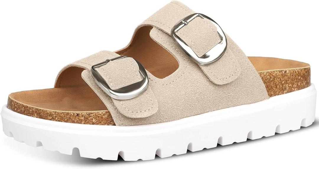 Platform Sandals for Women Wedge Chunky Sandal Womens Leather Sandals with Adjustable Buckle Straps and Memory Foam Insole, 240 Platform Sandals for Women Wedge Chunky Sandal Womens Leather Sandals with Adjustable Buckle Straps and Memory Foam Insole, 240
