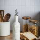LYEOBOH Oil Dispenser for Kitchen, 17 OZ Olive Oil Dispenser Bottle with Non Drip Spout, Ceramic Vinegar Dispenser Bottle for Cooking, Soy Sauce, Coffee Syrup, Liquids, White
