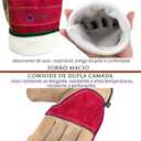 WZQH Leather Work Gloves for Women, Large Glove for Gardening, Tig/Mig Welding, Construction, Chainsaw, Farm, Ranch, etc. Cowhide, Cotton Lined, Utility, Firm Grip, Durable. Rose Red - Grey L