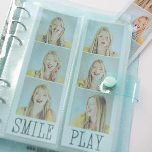 Photo Booth Photo Album - 6 Ring Glitter Notebook Sparkle Binder With 20 2x6 Photo Sleeves - Fits 80 Slide In Photobooth Strips (2x6, SEAFOAM)