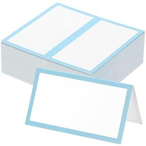 PATIKIL 100Pcs Table Place Cards, 3.5 x 2 Inches Blank Name Place Cards for Table Setting Wedding Reception Buffet, Light Blue
