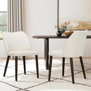 COLAMY Upholstered Dining Chairs Set of 2, Modern Fabric Dining Room Kitchen Side Chair with Padded Seat and Wood Legs for Restaurant/Cafe