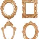 4Pcs Vintage Resin Picture Frames Small Antique Photography Props Baroque Frames for Jewelry Display, Home Decor, Holiday Party Christmas Decor