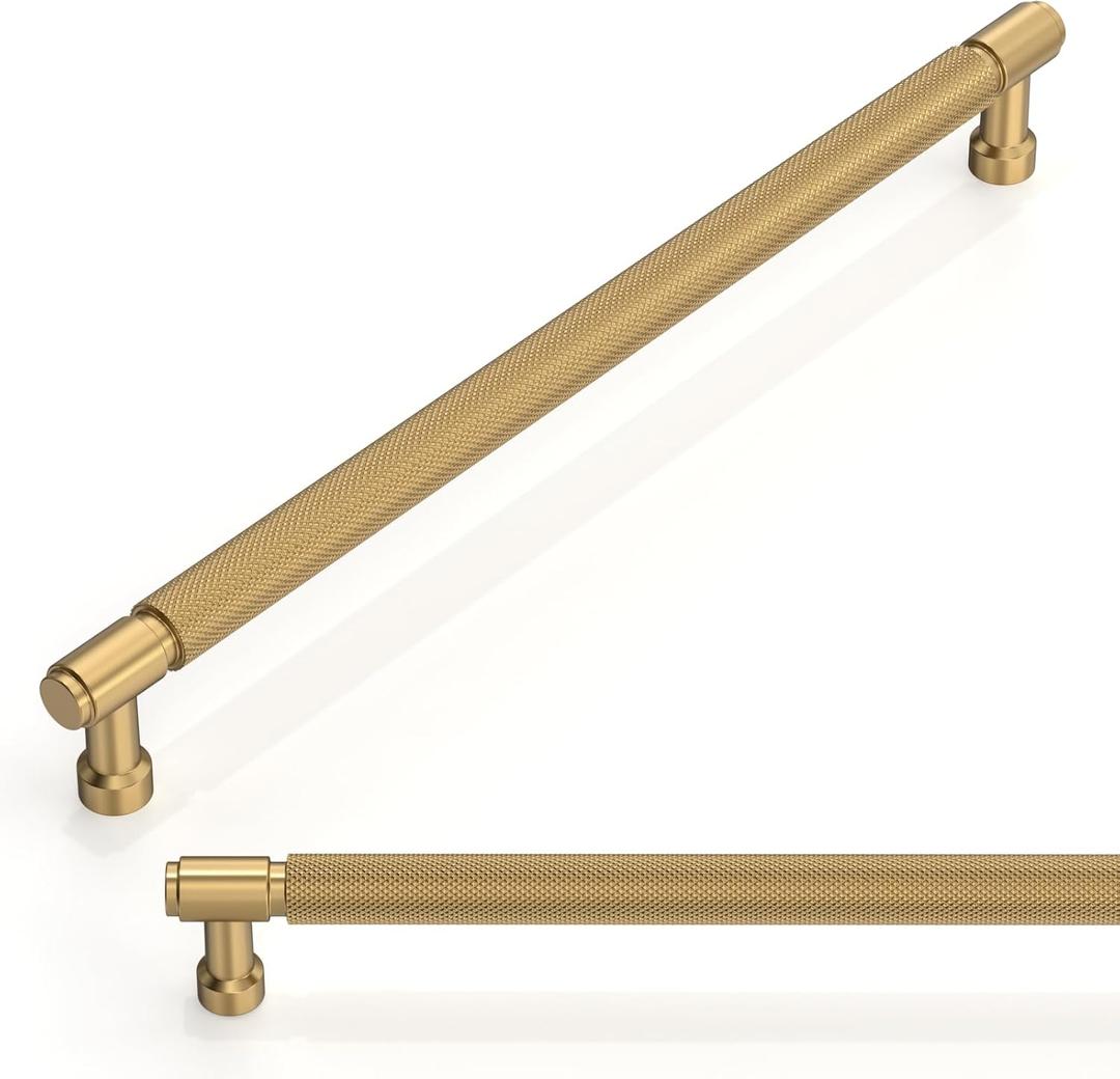 10 Pack Champagne Bronze Knurled Cabinet Pulls 10 Inch(254mm) Kitchen Cabinet Handles Cabinet Hardware for Drawer Pulls
