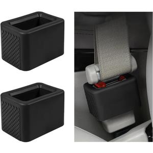 povtii 2PCS Car Seat Belt Buckle Holder, Silicone Auto Seatbelt Buckle Booster Makes Receptacle Upright Buckling, Easy Access Seat Belt Buckle Safety Cover for Kids, Car Accessories (Black)
