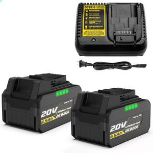 AYTXTG 2Pack 20 Volt 6.5Ah Battery Replacement for Dewalt 20v Battery DCB206, DCB205,DCB204-2, DCB205-2, DCB200-2, DCB200+ DCB118 Charger Compatible with Dewalt Batteries 20v
