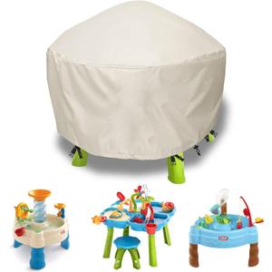 Kids Water Table Cover Waterpark Play Table cover Sand Water Outdoor Toys Cover 34X34X18 inch-Beig