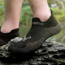 BULLIANT Men Slipper Socks,Grip Socks Hiking Water Shoes Barefoot Shoes for Outdoor Walking Exercises(Black/Dark Gray-16 Women/14 Men)