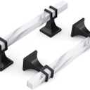 Haliwu 10 Pack White Marble Grain Cabinet Pulls, 4 inch Black Kitchen Handles, 2 Tone Solid Square Dresser and Drawer Hardware