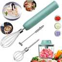 4-in-1 Handheld Frother, Coffee Frother Handheld, Electric Whisk, Milk Frother Wand for Coffee, Matcha, Electric Hand Mixer, Mini Onion Chopper 10Oz, Small Cordless Hand Blender, 4 Speed