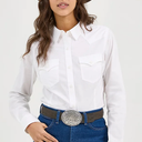 Women's Retro Long Sleeve Cool Blue Solid Shirt WRANGLER WESTERN BUTTON DOWN SHIRT L