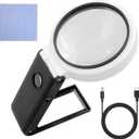 Magnifying Glass with Light, 10X 25X High Magnification with LED Illuminated, Handheld or Stand Magnifying Glass for Reading, Inspection
