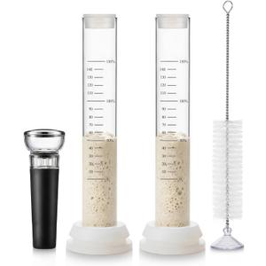 Sourdough Aliquot Jar Set, Glass Fermentation Tracker Tube with 0150% Scale, Precision Sourdough Starter Kit for Dough Rise, Bread Proofing, Home Baking Supplies (2 Pack)