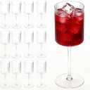 24 PCS 9oz Unbreakable Acrylic Goblets - Clear Ribbed Red Wine Glasses, Elegant Reusable Stemmed Wine Cups for Family Gatherings, Birthday Parties & Weddings