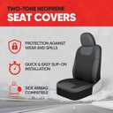 Motor Trend Gray Waterproof Seat Covers for Front Seats Premium Neoprene, Car Seat Protectors with Removable Headrest, Interior Covers for Auto Truck Van SUV