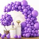 RUBFAC Purple Balloons 129pcs, Lavender Lilac Purple Balloon Arch Kit, Different Sizes 18 12 10 5 Inch for Masquerade Party Decorations Engagement Bachelorette Birthday Bridal Baby Shower Supplies