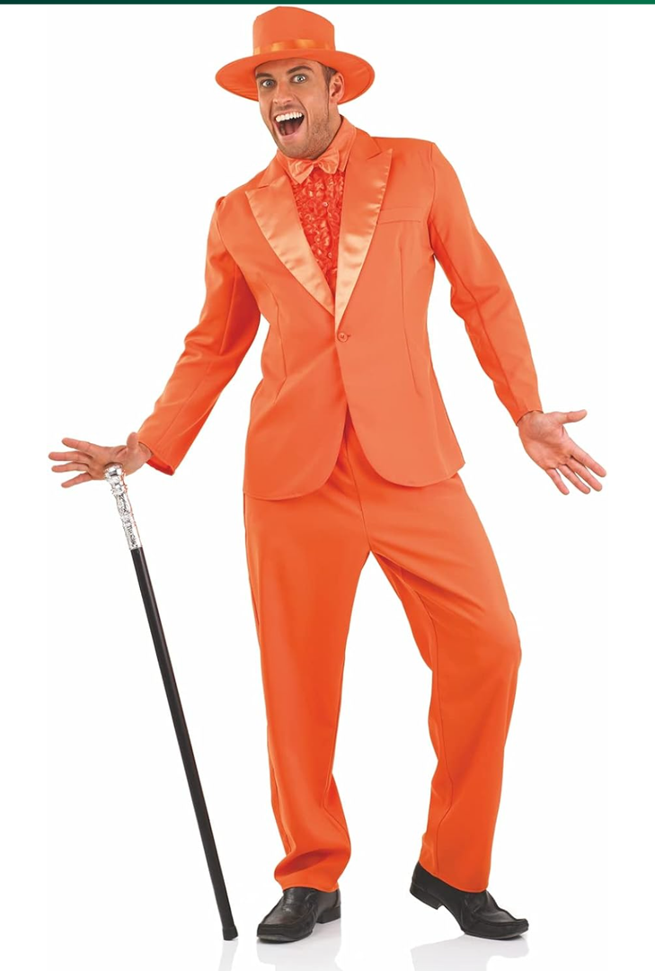 Fun Shack Tuxedo Costume for Men – Orange or Blue Suit Men's – Funny 90s Movie Character, Halloween Costumes for Men (Size XL)