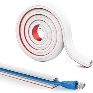 UOMTFAI Wall Cord Hider 78 Inch, Self Adhesive Cable Hider Cord Cover for Wires, Flexible Wire Cover Cable Raceway for Cord Management W0.59 H0.39in White