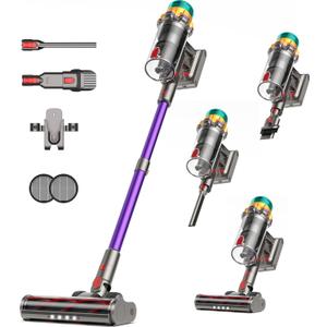 RENNBOES Cordless Vacuum Cleaner, 48KPA 550W 65Mins Self-Standing Vacuum Cleaners for Home, Cordless Stick Vacuum with Oversized Dust Cup, Rechargeable Vacuum for Hardwood Floor, Carpet, Pet Hair