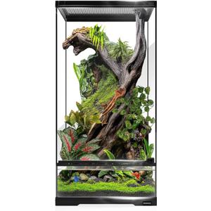 15 Gallon Tall Reptile Glass Tank 12"x12"x24" with Drainage Hole - Pre-Assembled Vertical Reptile Cage for Arboreal Geckos,Chameleon,Lizard,Tree Frog and Snake with Terrarium Decoration