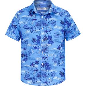 Weecreeture Boy's Button Down Hawaiian Shirt Short Sleeve, Kids Summer Beach Hawaiian Shirts for Boys for 4-14 Years