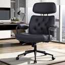 Big and Tall Office Chair 500lbs, Desk Chair Comfy, Oversized Computer Chair Extra Wide, Mid-Century Modern Chairs, PU Leather Heavy Duty, High Back Swivel Rocking Chairs with Wheels for Home, Black