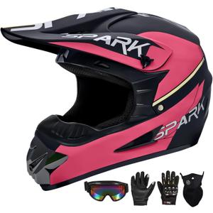 Youth Motocross Helmet for Kids - DOT Approved Full Face Off-Road Mountain Bike ATV Dirt Bike Safety Gear With Goggles, Gloves, and Mask, XL