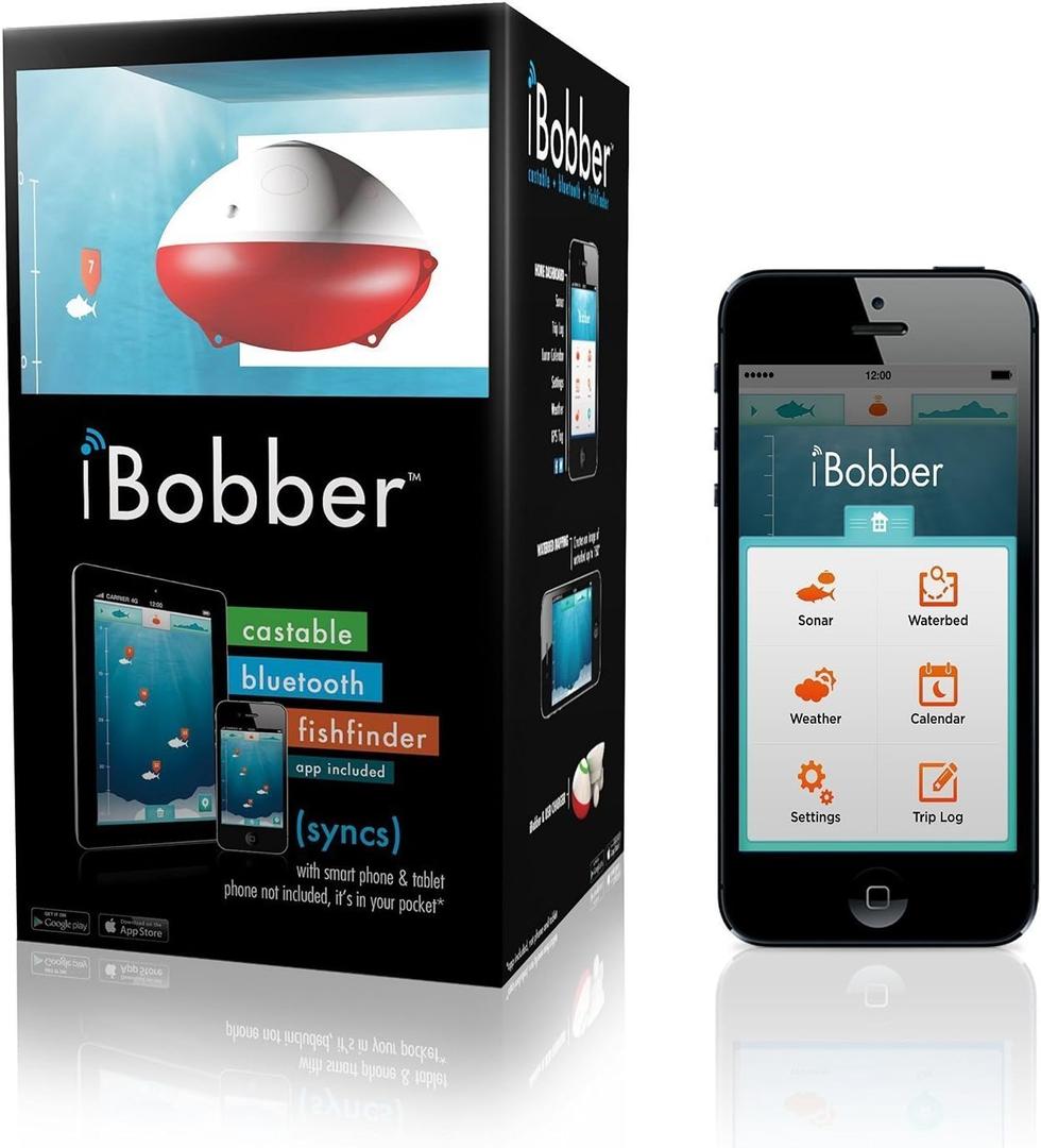 iBobber portable wireless bluetooth fish finder depth finder with depth range of 135 feet 10+ hrs battery life with IOS & Android App Wireless and Watch App