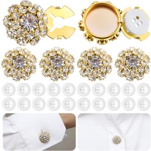 Button Covers, Button Covers for Women Blouses Rhinestone Buttons Buttons Cover for Women 6 Pack Sewing DIY Embellishments Craft Supplies Shiny Decoration for Clothing(Gold)