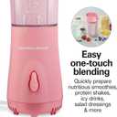 Hamilton Beach Portable Blender for Shakes and Smoothies, 14 Oz BPA Free Travel Cup & Lid, Durable Stainless Steel Blades, Personal Smoothie Blender, Coral (51171)