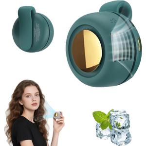 Portable Silent Mini Bladeless Fan, 3 Speeds & Queit, Hands Free Shirt and Waist Clips Whirlwind Fans, USB Rechargeable, Suitable for Outdoor & Travel & Office (1PC-Green)