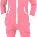 Skylinewears Mens Jumpsuit Non Footed Pajama Unisex One Piece Playsuit Adult Onesie With Hood (Small, Pink)