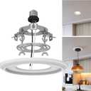 gezee R5 and 6 Recessed Can Light Conversion Kit, for Ceiling Fan Light Fixture, Pendant Light, Hanging Light, with 7 Beveled & Flat, Steel, Ceiling Medallion, White Finish