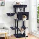 Gitelsnour Cat Tree, Cat Tower for Indoor Cats, 43.3 inch Cat Tree Tower with Sturdy Steel Tube, Hammock, Cat Condo for Small Cats and Kittens, Scratching Post, Smoky Gray GCT004SG