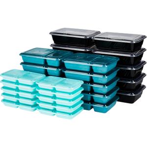 GoodCook Meal & Snack Prep Container Set, Includes Embossed Measurements & Color Coordinated Lids, Made Without BPA, 60-Piece Set