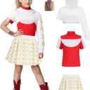 Girls Halloween Costumes Kids Cheerleader Costume Dress Up Accessories Set (150 (11-12 Years))