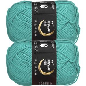 uxcell Acrylic Yarn Skeins, 2 Pack of 50g/1.76oz Soft Crochet Yarns for Knitting and Crocheting Craft Project, Blue-Green