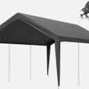 Carport Canopy Replacement Cover 12x20 Heavy Duty Outdoor Portable Car Canopy Oxford Waterproof UV & Tear Resistant Garage Canopy with Ball Bungees (Frame is Not Included)