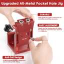 Pocket Hole Jig Kit, Adjustable Aluminum Pocket Hole System, Portable Screw Jig Set Guides Joint Carpentry Locator Woodworking Tools with Wooden Hole Plugs
